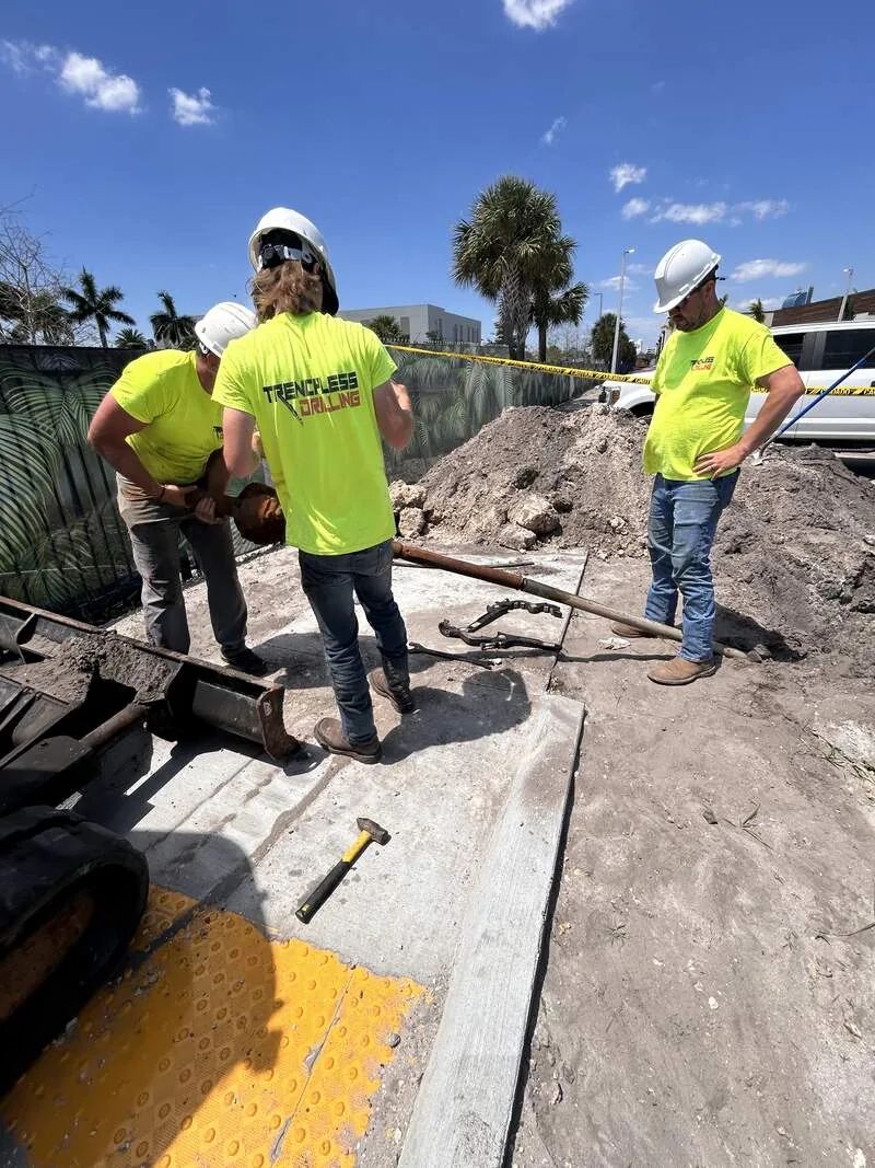 Commercial conduit installation by directional boring under parking lot in South Florida