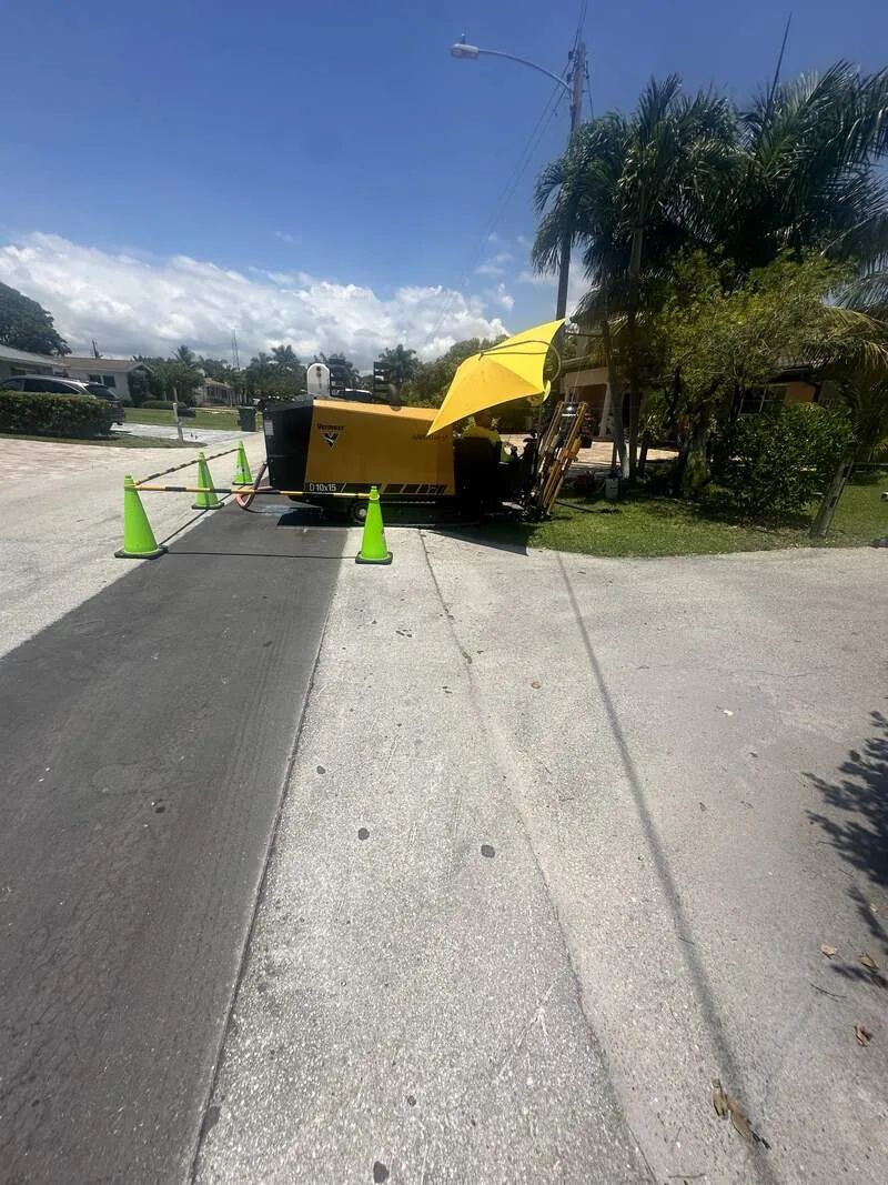 Vermeer directional boring machine set up for residential HDD drilling job