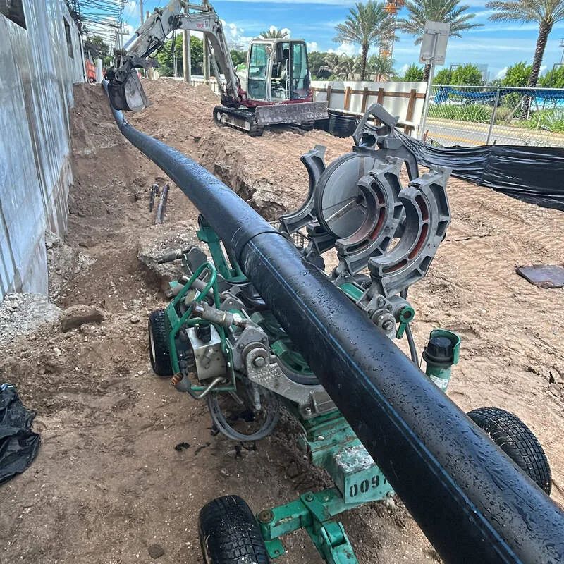 McElroy HDPE pipe fusion machine for directional boring conduit installation